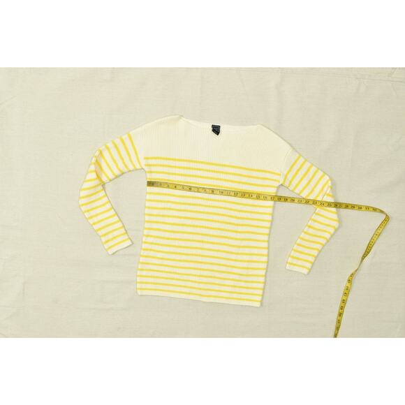 GAP Women's Yellow & White Striped Pullover Sweater Regular Size S Boat Neck - Picture 4 of 8